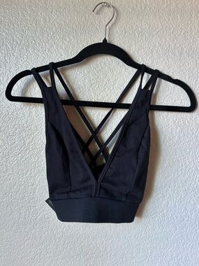 Black Strappy V‑Neck Bralette